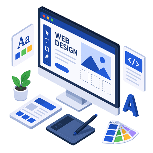 Abstract illustration representing custom web design by AscentWebCo.