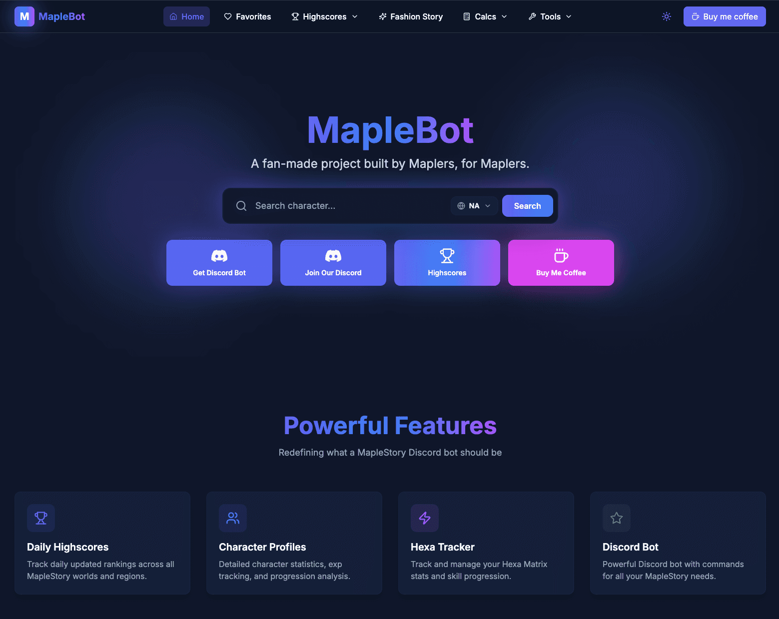 Screenshot of the MapleBot platform built by AscentWebCo.